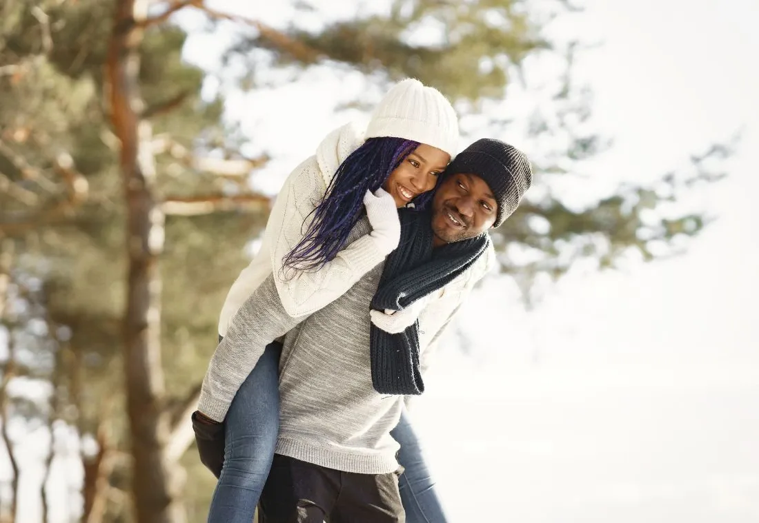 Happy couple enjoying a winter day together after healing through the Marriage Helper Workshop Brentwood TN